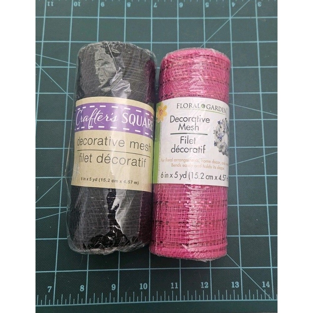 2 Decorative Mesh Crafts Wreath 6 in wide x 5 yd Pink & Black